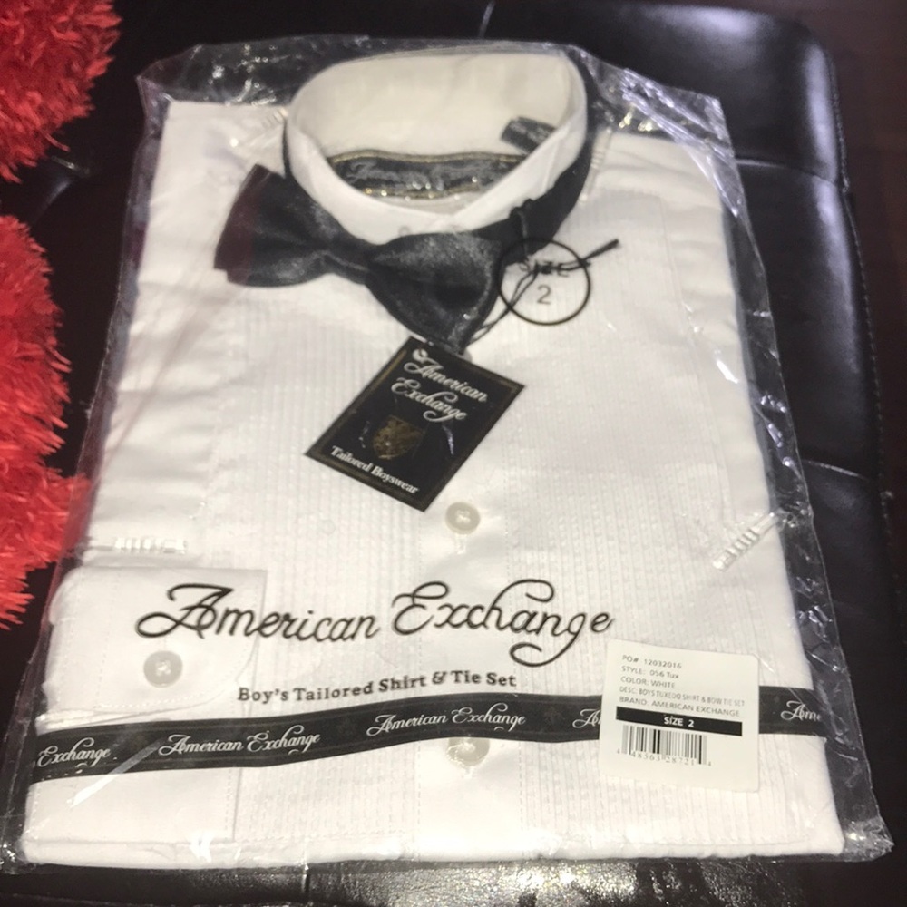 Tuxedo shirt with bow tie